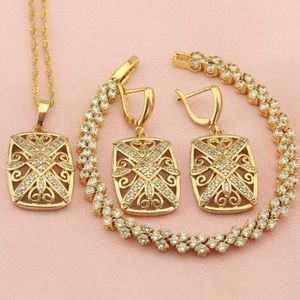Women's Golden Square Jewelry Sets For Wedding